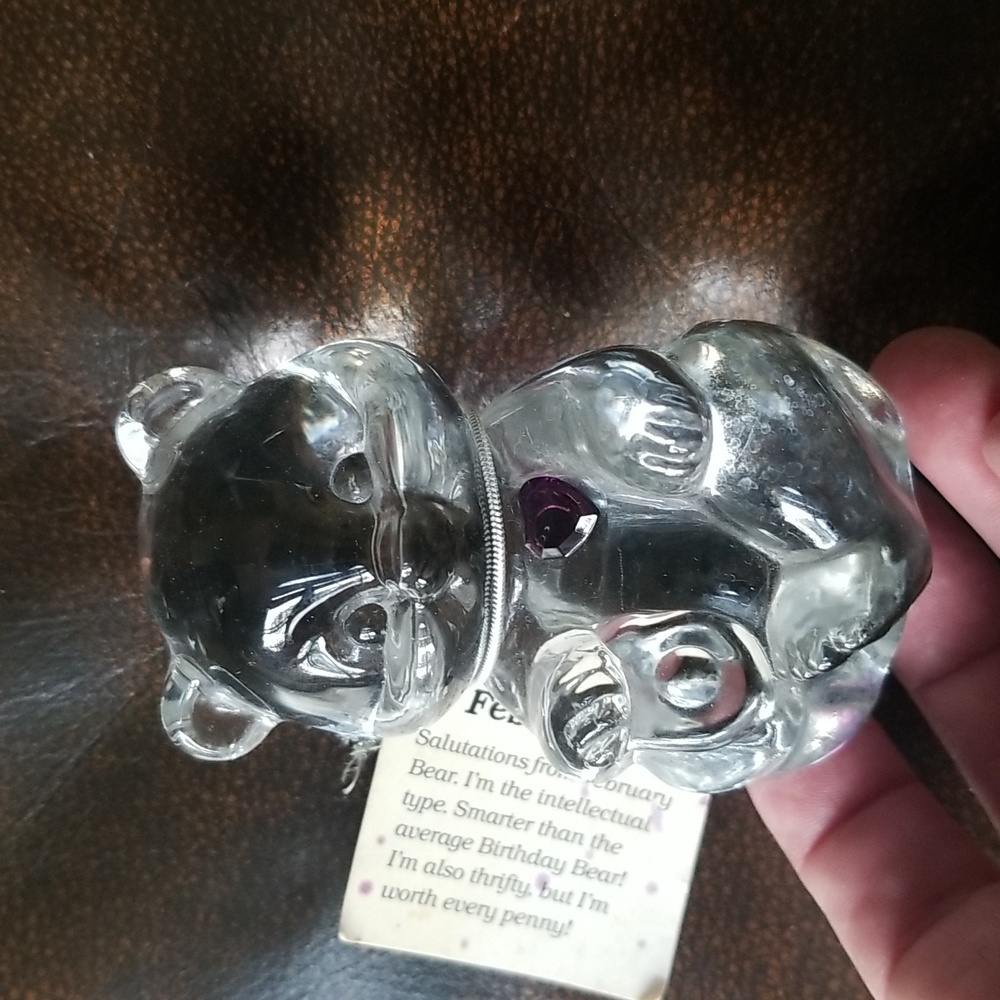 Vintage Fenton Art Glass Teddy Bear Figurine Crystal February Birthday Stone - Picture 11 of 11